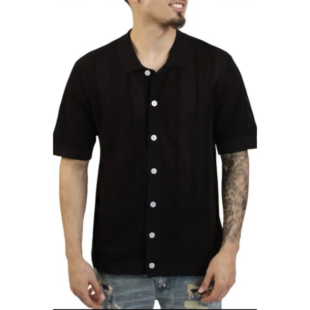 Wesc S/S POLO BUTTON FRONT SWEATER PEARL BUTTONS Unisex Men's Size MEDIUM‎ NWT